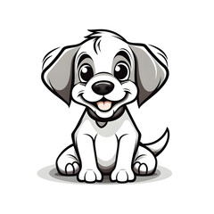 Fototapeta premium Happy cartoon dog with bone illustration