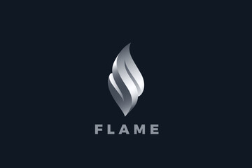 Flame Logo Fire Metal Steel Logo Design Luxury Vector template. - 719074733