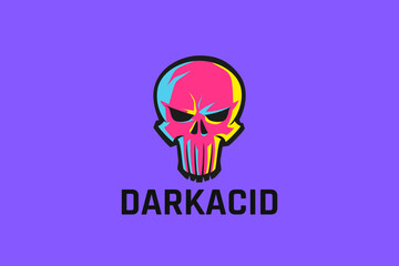 Skull Logo Acid Music Design Vector template