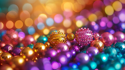 A lively and festive backdrop crafted from an array of vibrant colored beads