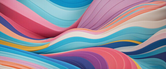 Colorful undulating pattern, 3D illustration