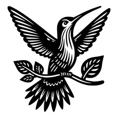 Hummingbird Vector Black And White Background