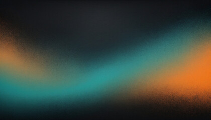 Grungy textured web banner design with smooth teal, orange, cyan, and black gradient background, ample space for text.