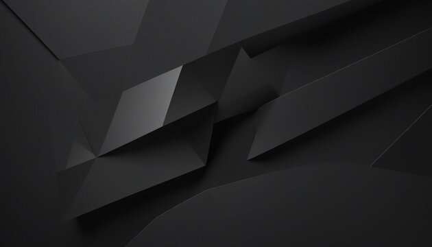 Abstract background design, black geometric composition, 3d render