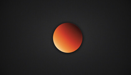 Abstract poster/banner design with a gradient circle on a grainy black background and a sphere in red, orange, gray, and white with noise texture.