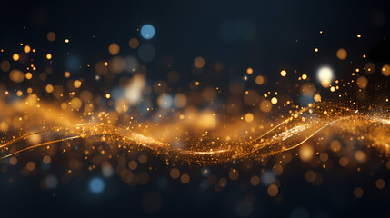 Fototapeta premium Festive decorative glitter lights background banner. Colorful abstract background with glitter