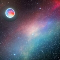 Naklejka premium Fantasy generative AI Glassformism. Space, nebula, earth are contained within a glass sphere.