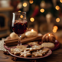 Obraz na płótnie Canvas Realistic yummy cookie with festive lighting for seasonal celebration 