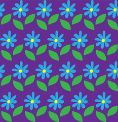 Seamless vector texture in the form of a pattern of blue flowers on a lilac background