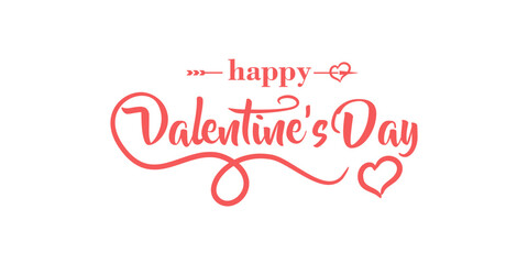 Happy Valentines Day typography poster or banner. Happy Valentine Day. Simple vector cover for social network