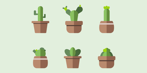 Illustration Cactus In Flat Design Style