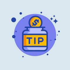 Fototapeta premium Tip jar flat illustration. Coin signs vector illustration.