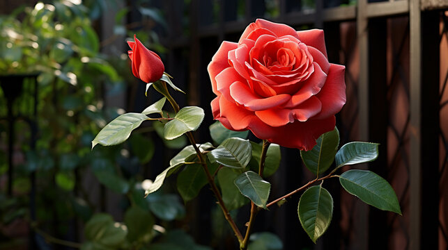 red rose in garden high definition(hd) photographic creative image
