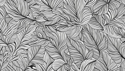 Abstract black and white hand drawn seamless pattern illustration of line doodles. Nature...