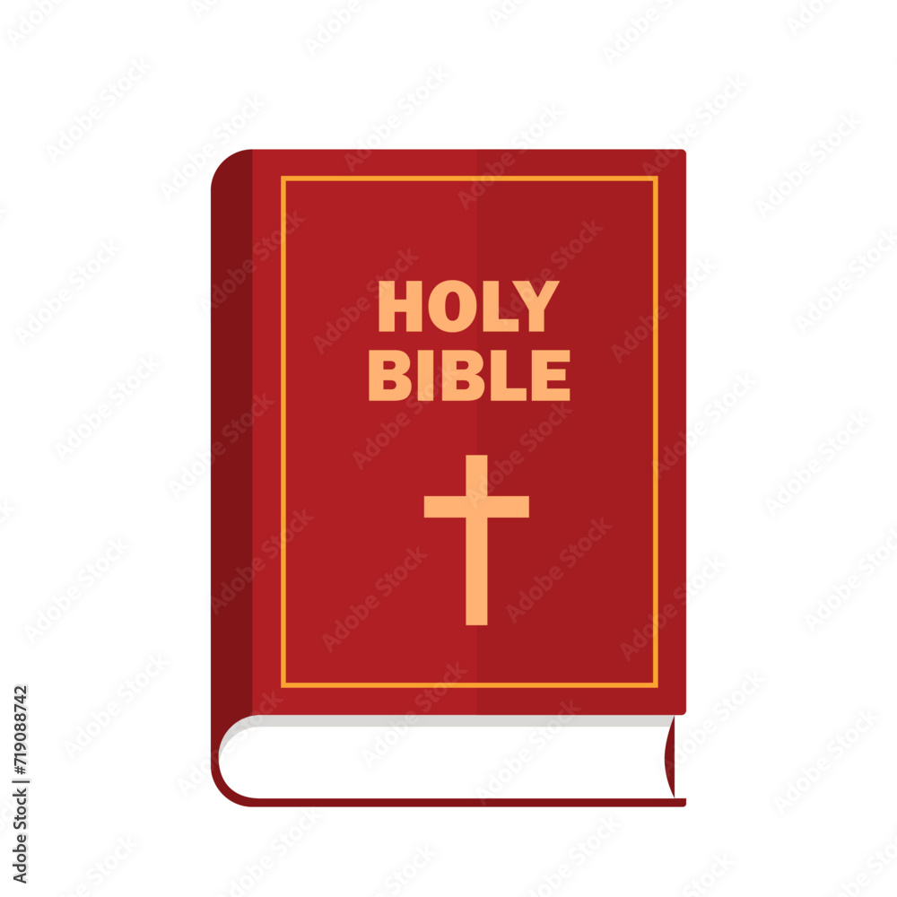 Wall mural bible. the holy book of christians. religion, attributes of christianity. holy bible. vector flat il