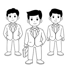 set of people line art Business team members