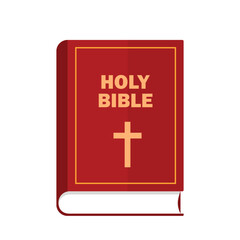 Obraz premium Bible. The holy book of Christians. Religion, attributes of Christianity. Holy Bible. Vector flat illustration.