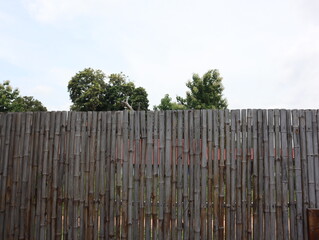 Bamboo fence in dark mood tone for background