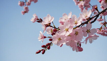 The vibrant cherry blossom branch adds beauty to springtime