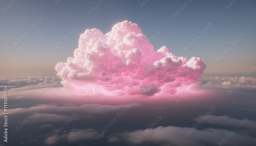 Poster fantasy neon background with pink light and 3d rendering