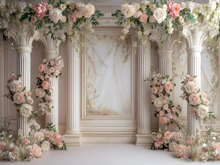 Fototapeta na wymiar Decorative Floral pattern interior for wedding, ceremony, arch, flower