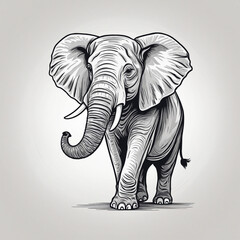 Elephant Silhouette Logo in Minimalistic Style