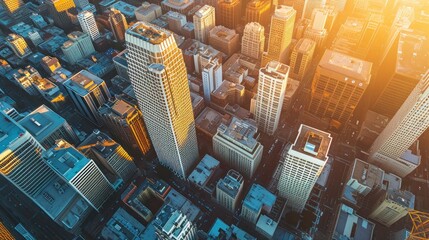 Beautiful city with buildings seen from above during the day in high resolution and quality. modern cities concept - obrazy, fototapety, plakaty