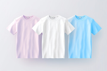 Graphic resources, style, clothing and fashion concept. White blank t-shirt mockup with copy space on colorful background