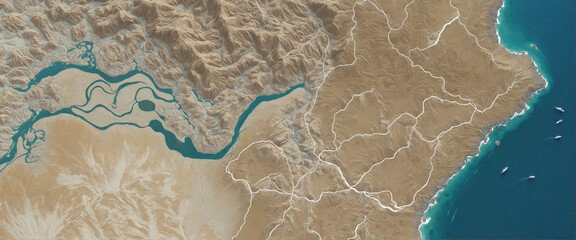 Geological abstract background with contour lines resembling a map coastline.