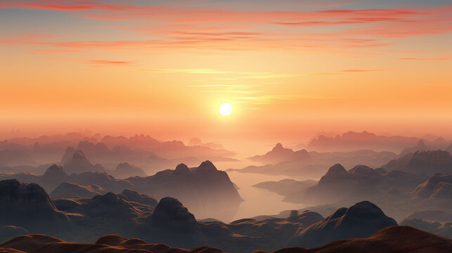 sunrise in the mountains high definition(hd) photographic creative image
