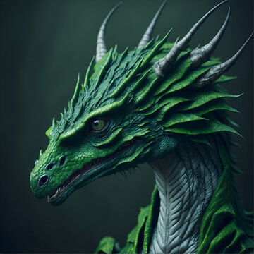 portrait of beautiful wisdom forest gragon. close up. AI genarated