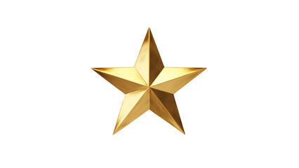 Golden star cut out. Realistic gold star on transparent background