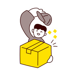 荷物を持つ配達員