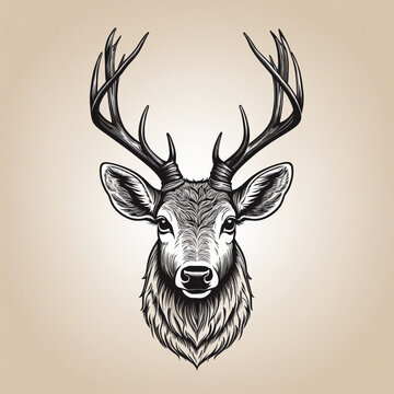 Flat design logo featuring a majestic horned deer