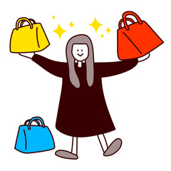 バッグを買う女性