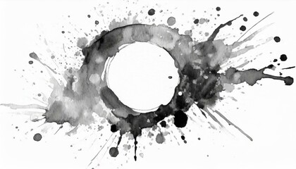 Dynamic Contrast: Round Watercolor with Intriguing Black and White Splatter