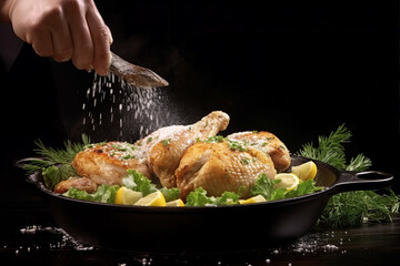 Generative ai image of young female baker chef standing at workplace on kitchen