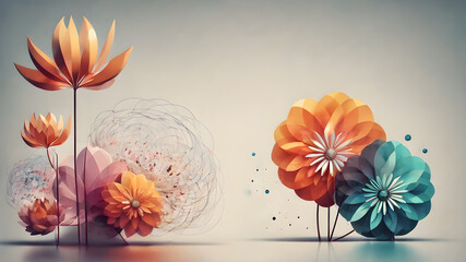 Futuristic creative abstract  flower illustration as beauty innovation concept. AI generated image, ai - obrazy, fototapety, plakaty
