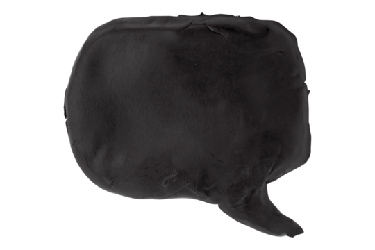 Black speech bubble plasticine isolated on transparent background