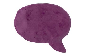 Dark purple speech bubble plasticine isolated on transparent background.