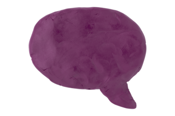 Dark purple speech bubble plasticine isolated on transparent background.