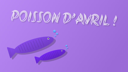 Deux poissons sur un fond mauve pour le poisson d'avril