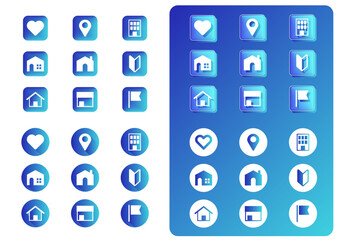 地図アプリ　マップ用アイコン　見出しボタンセット　ピンク