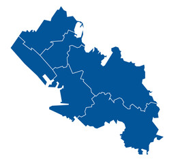 Outline blue map of Chiba city