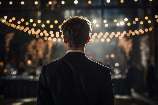 Festive event prom party holiday celebration fancy girl boy students well dressed Generative AI illustration