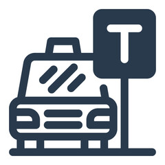 Organized Taxi Stand Area Vector Icon Illustration