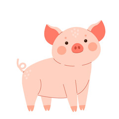 Obraz na płótnie Canvas Little piggy character. Cute pink pig boy . Baby piglet flat graphics