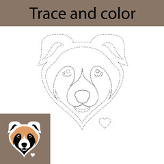 Activity page for young children Page for following children and dogs Educational worksheets on tracing and coloring for kids.