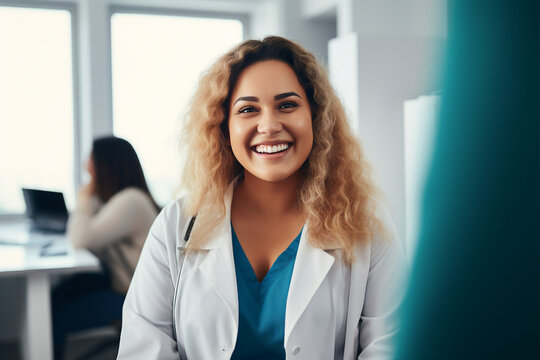 Generative AI photo image of happy beautiful smiling professional nurse