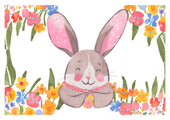 Obraz premium Enchanting Easter Delights: Explore Vibrant Hand-Drawn Illustrations of Cheerful Bunnies, Festive Eggs, and Delightful Pastel Scenes for a Joyful Spring Celebration